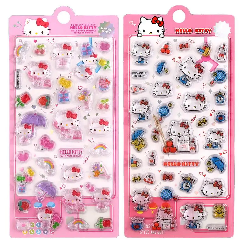 Sanrio 헬로 키티 3D 릴리프 스티커 스크랩북 만화 소녀 Diy 일기 전화 케이스 노... - 1