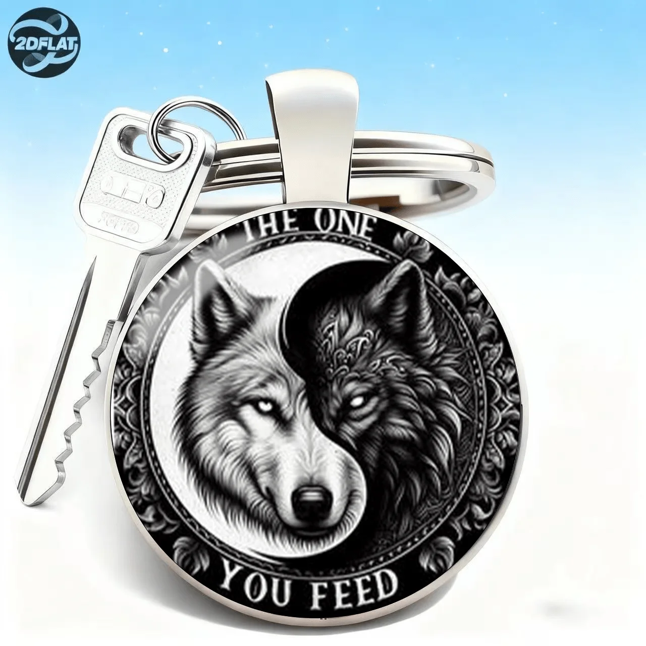 Wolf Yin Yang Schlüsselanhänger – Unisex-Tier-Totem-Autoanhänger, kreatives Geschenk für Familie und Freunde – Detail 6