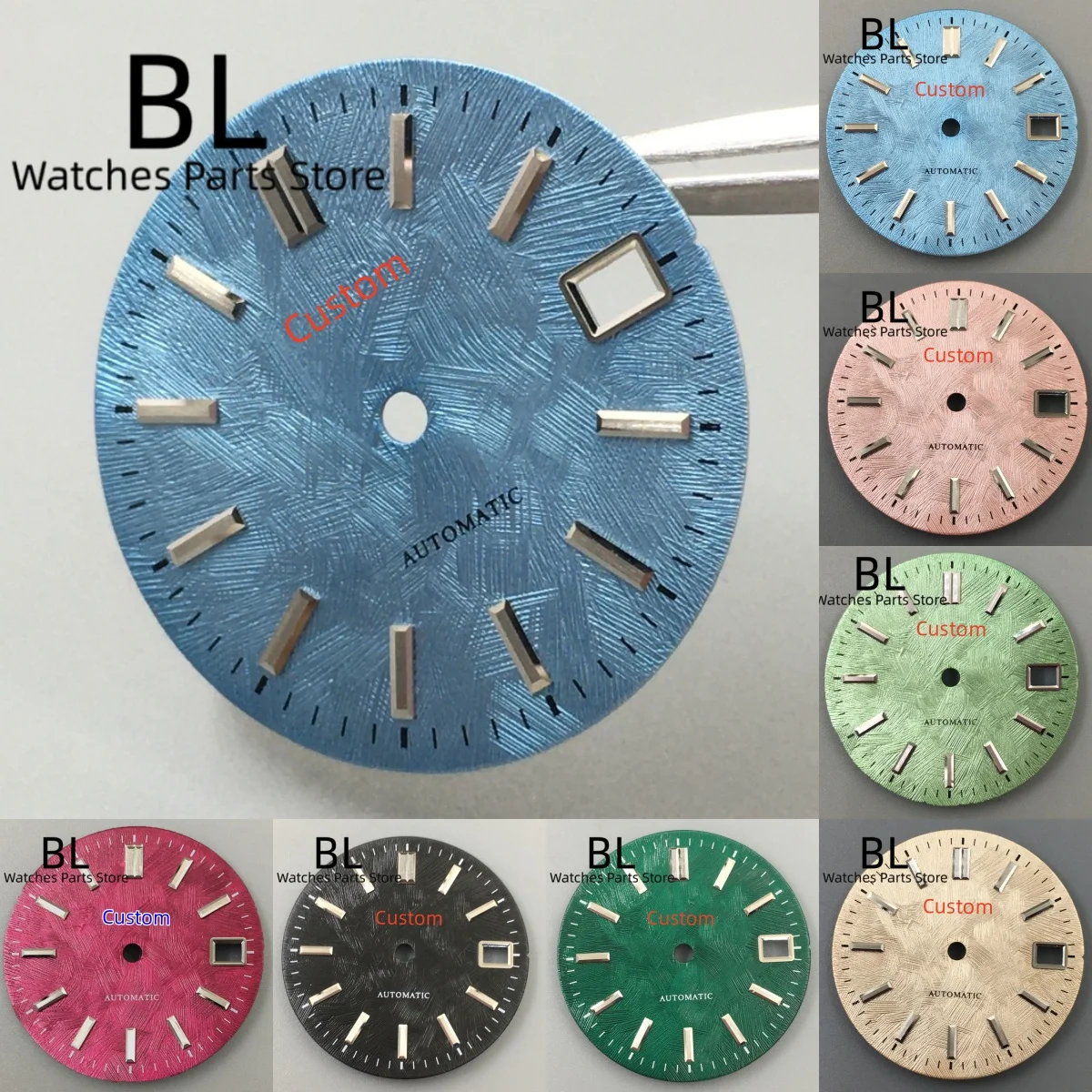 BLIGER 29mm azul hielo Skura rosa pistacho textura verde patrón NH35 esfera de reloj compatible con movimientos NH35 piezas de reloj accesorios fecha
