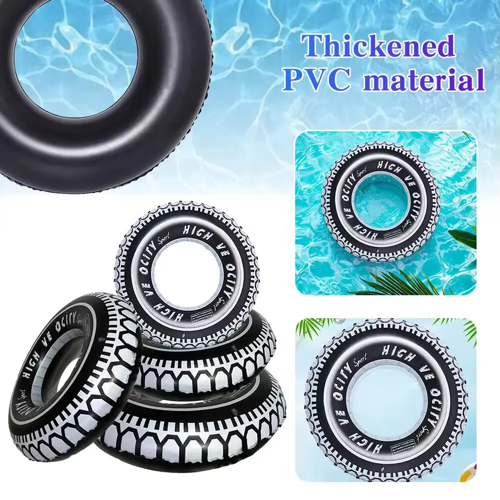 Tire Pattern Blow Up Swim Tube Leakproof Inflatable Swim Ring Swimming Rings Floaties Thickened Pool Rings for Kids Adults
