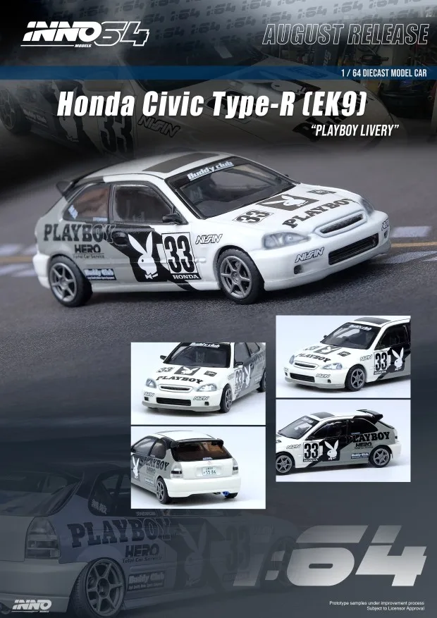

Коллекционная модель автомобиля INNO 1:64 Honda EK9 из сплава в подарок