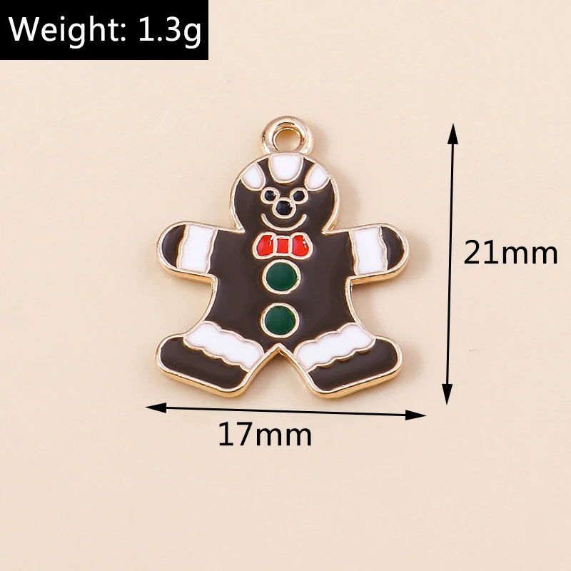 10 stücke Emaille Weihnachten Charme Lebkuchen mann Schneeflocke Schneemann Santa Anhänger für DIY Halskette Ohrring Schmuck Herstellung Zubehör – Detail 25