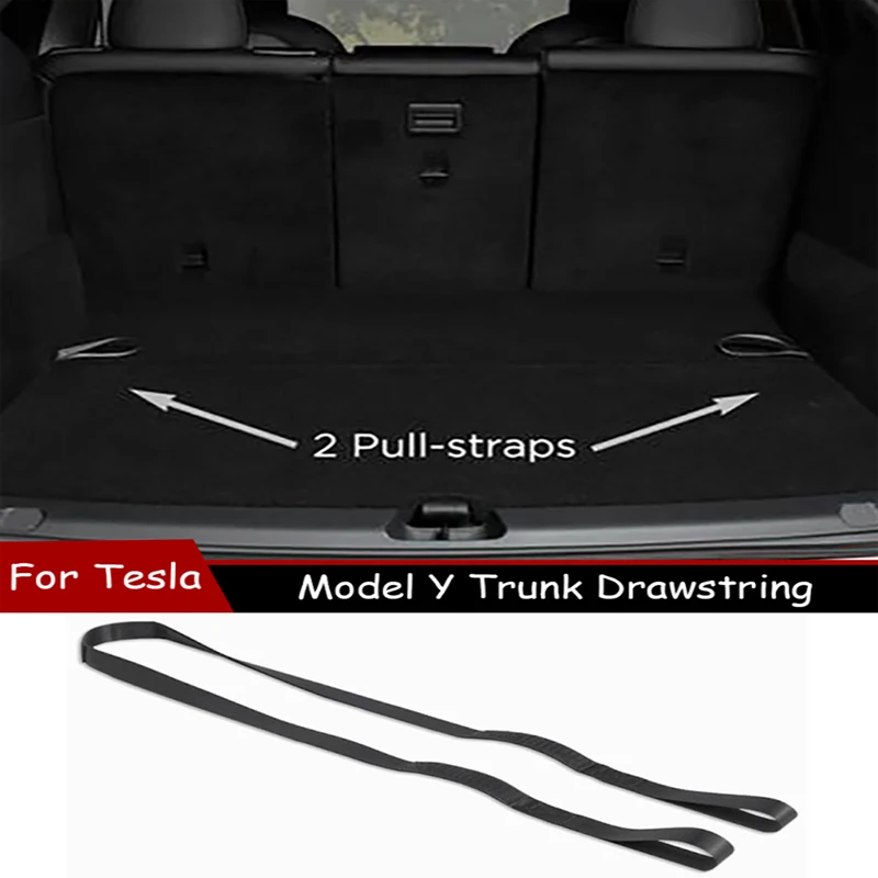 Trunk Rope for Tesla Model Y Tail Box Cover Draw Rope Drawstring Handle Pull Straps Car Tidying Organizer for Trunk 2021-2023