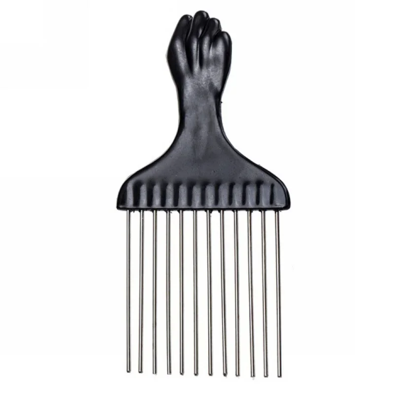 Punho preto do metal cabelo africano Punk Comb, Afro