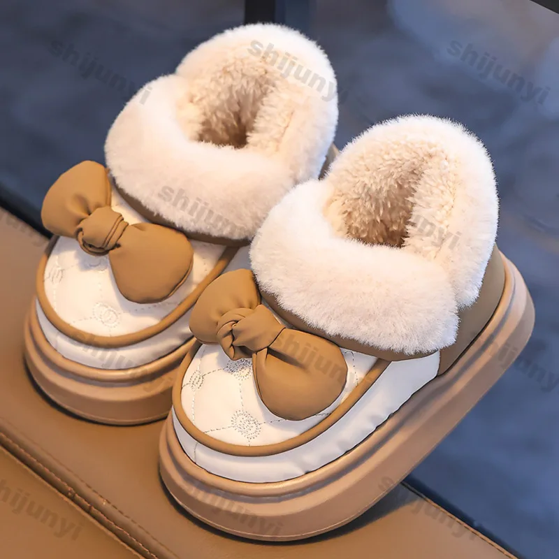 Children\'s Shoes Girls Warm Plush Snow Boots 2024 Autumn Winter Indoor Anti Slip Platform Comfort Cute Cartoon Baby Cotton Boots