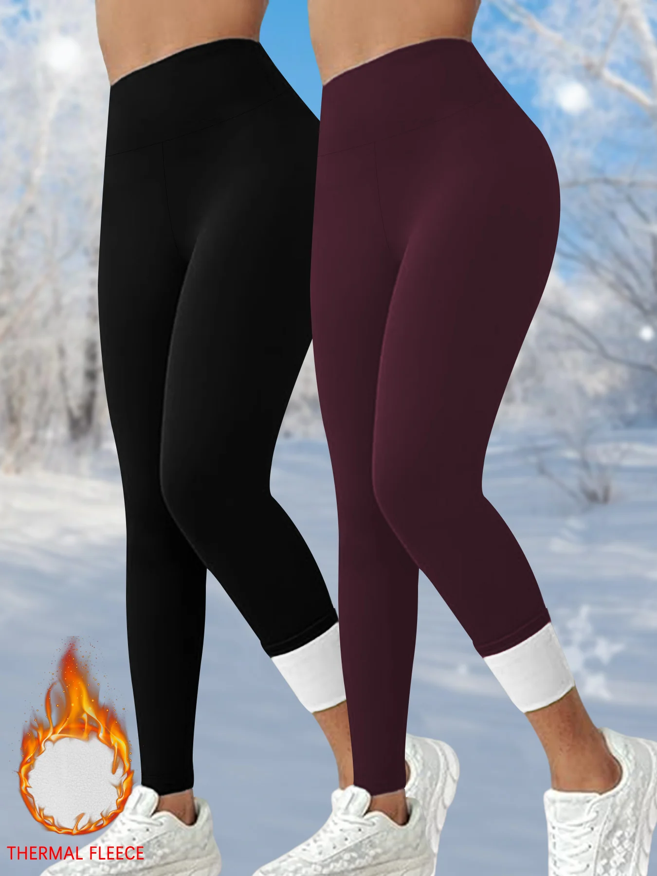 

Зимние термолеггинсы из 2 упаковок с завышенной талией и контролем живота. Женские брюки обеспечивают тепло для холодной погоды и упражнений.