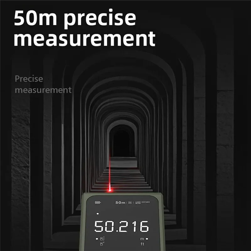 جهاز قياس ليزر ذكي Rangefinder 50 متر شاشة LED أداة قياس شريط ليزر رقمي ذكي مسطرة ليزر قابلة لإعادة الشحن