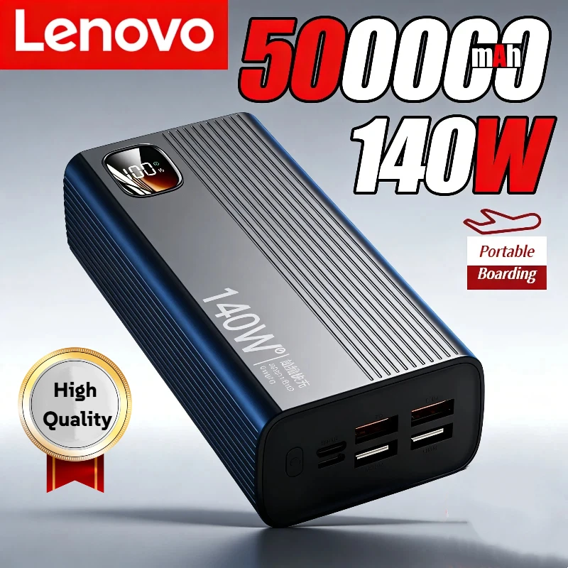 

Портативное зарядное устройство Lenovo 140W Power Bank с супербыстрой зарядкой, высокой емкостью 200000 мАч, для использования на улице, для iPhone и Samsung