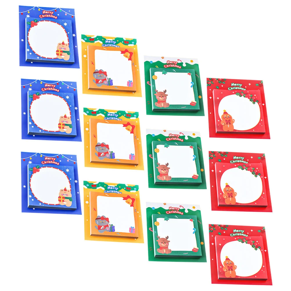 12 Pcs Christmas Daily Use Memo Sticker Stickers The List Portable Paper Multi-function Supplies Pad Office Pads