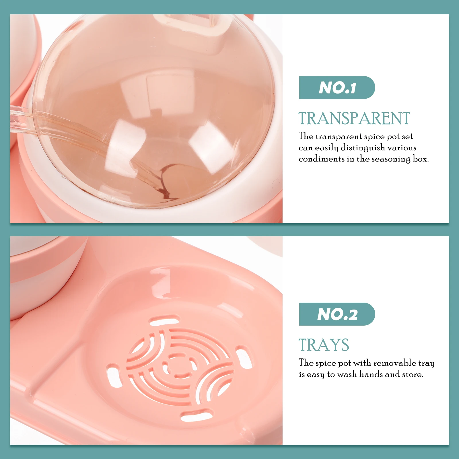 

Small Condiment Containers with Lids Seasoning Jar Combination Pot Cover Pantry Pink Plastic Pepper