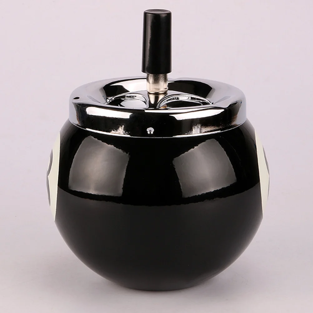 Ashtray with Lid Stainless Steel Tabletop Ashtrays Dectorive Billiards Holders Desktop Ornament for Home Office Black