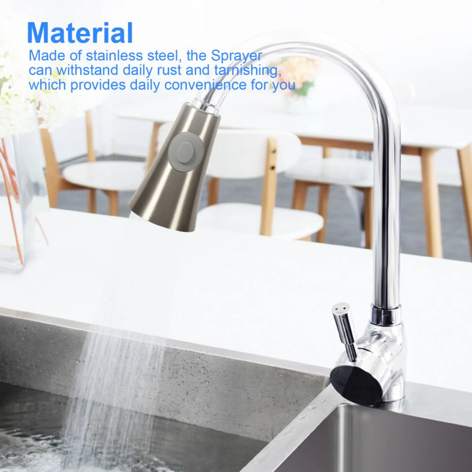 Pull Down Kitchen Faucet Sprayer Head Replacement, Brushed Nickel 2 Function Sprayer - Pull Out Kitchen Faucet Spray Head