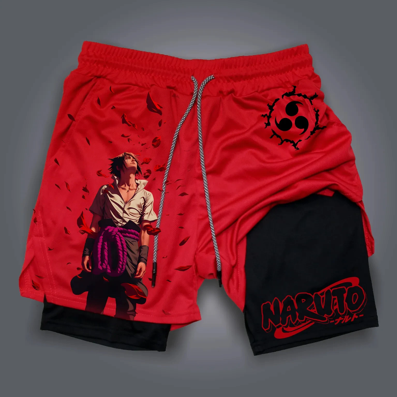 Spodnie męskie na lato 2025 z motywem anime Naruto, luźne, sportowe, oddychające, z nadrukiem, idealne na co dzień, w stylu amerykańskim.