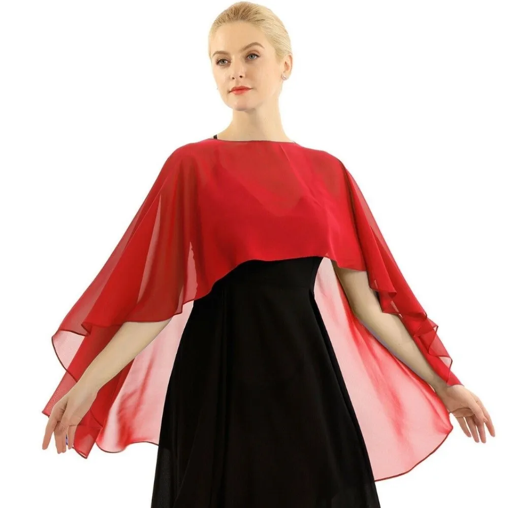 

Solid Color Loose Fit Chiffon Cover Up Transparent Elegant Sheer Shawl Top Cloak Bohemian Chiffon Sunscreen Outerwear Outdoor