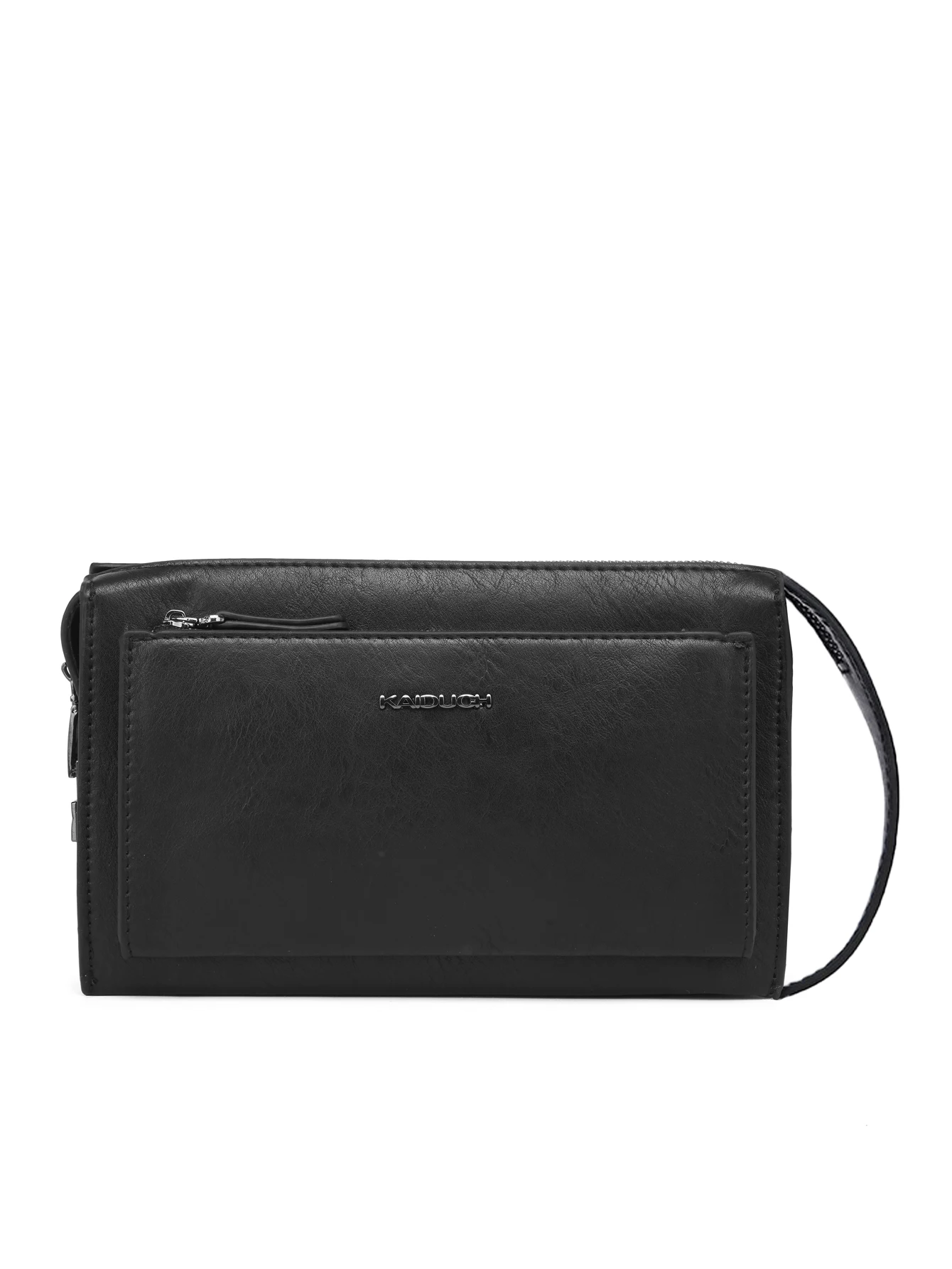 Men's Black PU Clutch Bag - Password Lock Design with Wrist Strap | 12 Card Slots & 4 Cash Compartments Large Capacity for Phone