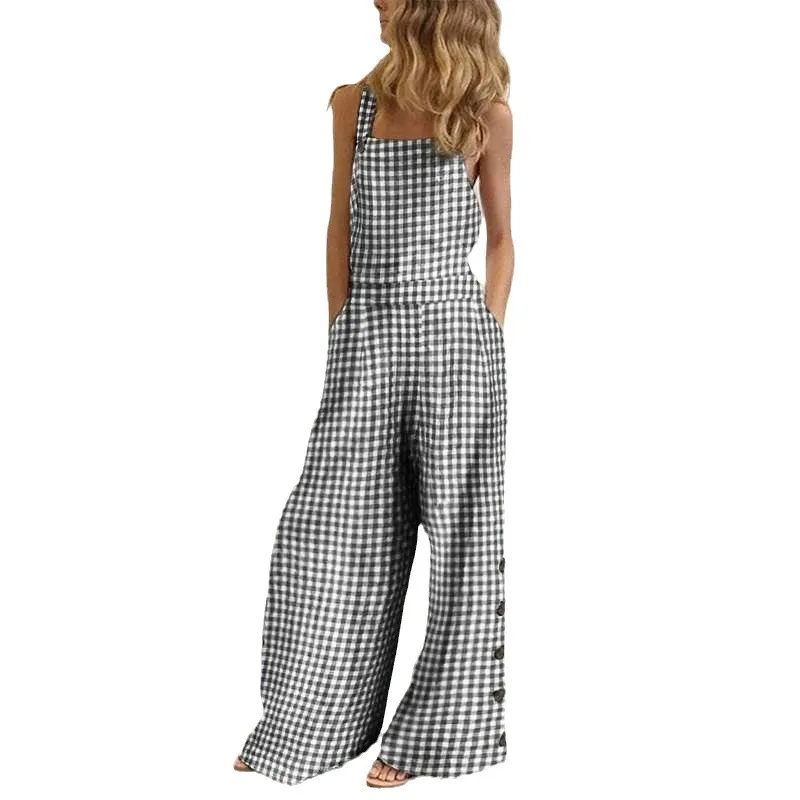 Independent Station Europe ， America New Amazon Four-color Polka Dot Wide-leg Pants Trousers Digital Printing Backless Jumpsuit