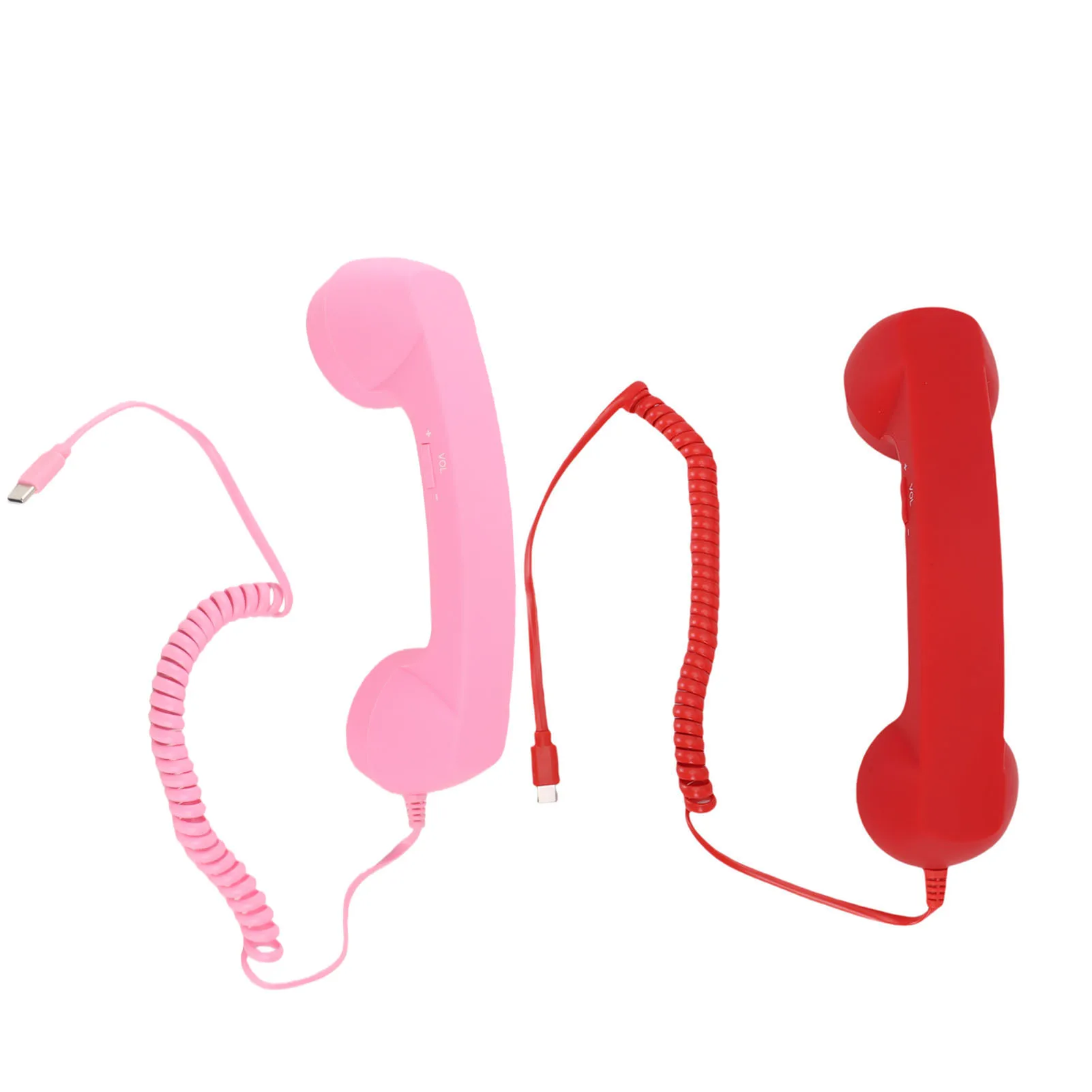 Easy Volume Control Retro Phone Handset Type C Vintage Wired Plug in Handheld Cell Phone Receiver with Speaker and Microphone