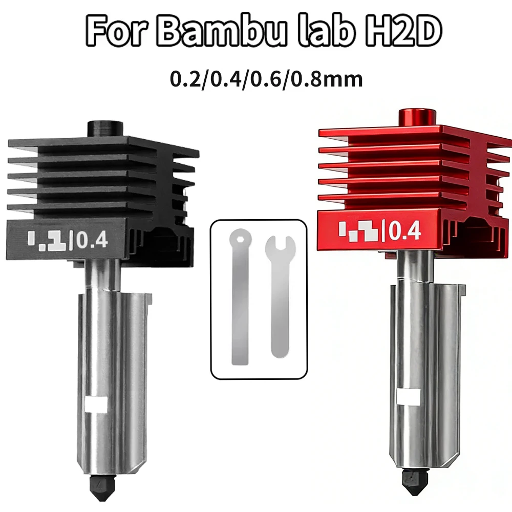 

For Bambu Lab P2S Upgraded Hotend 0.2/0.4/0.6/0.8mm Hardened steel nozzle Replace Hot End Bambulab H2D/H2S 3D Printer Print Head