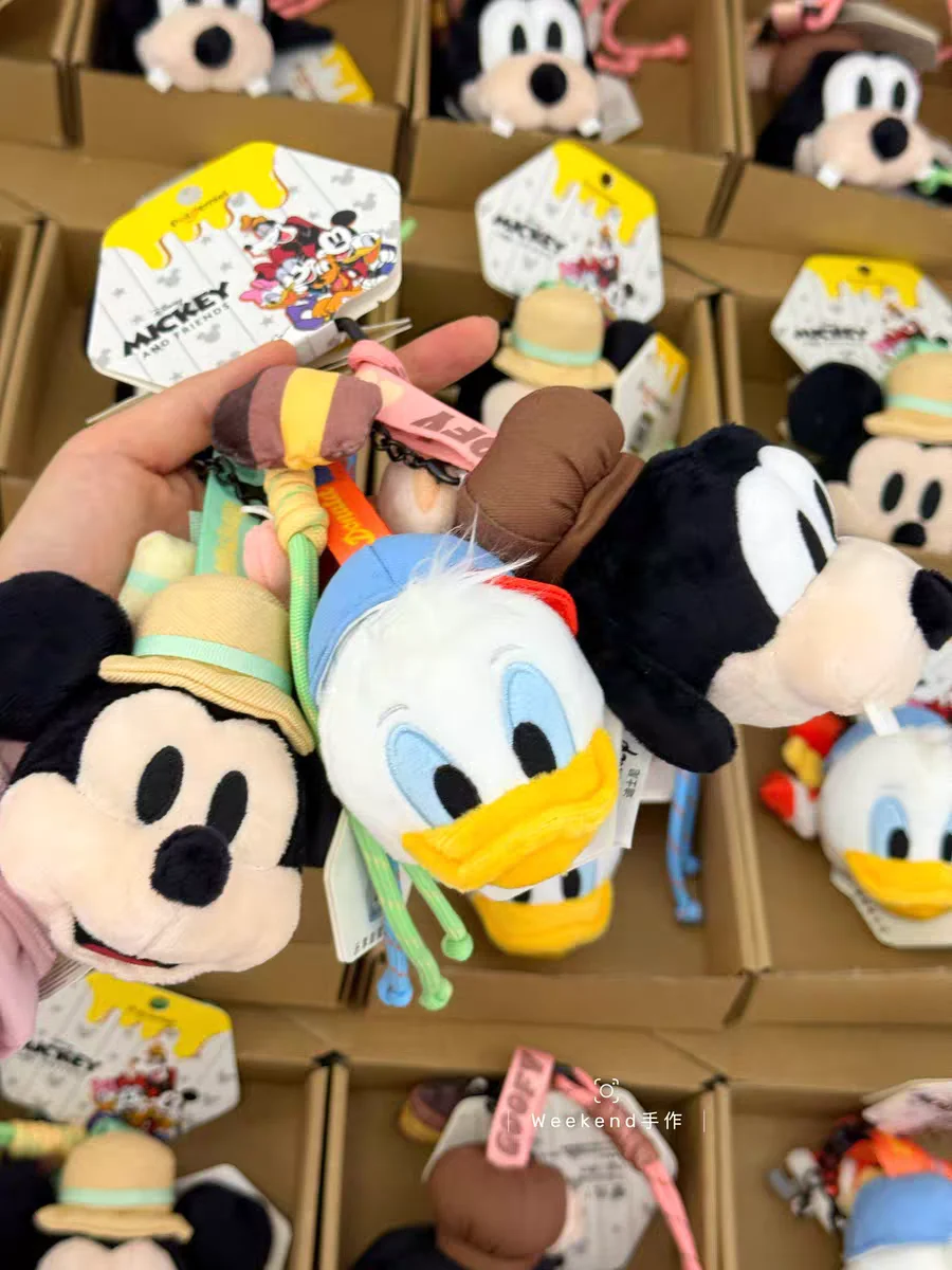 ميكي آند جوفي أفخم سلاسل المفاتيح لطيف الكرتون محشوة اللعب المنسوجة حبل حقيبة قلادة البطة حلقة رئيسية هدايا لجميع الأعمار