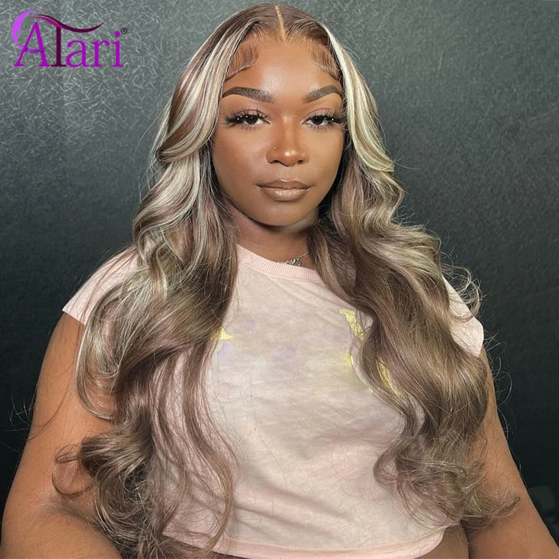 

Transparent 13x6 Lace Frontal Human Hair Wigs Light Brown Blonde Highlights Body Wave 13x4 Lace Front Wig Pre Plucked 5x5 Wig