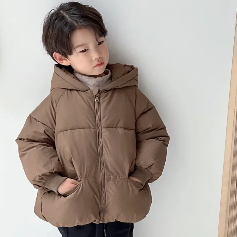 

Autum Winter Baby Warm Jacket Toddler Thickened Outerwear Boys Girls Solid Hooded Coat Children Windproof Overcoat Snowsuit 2-6y