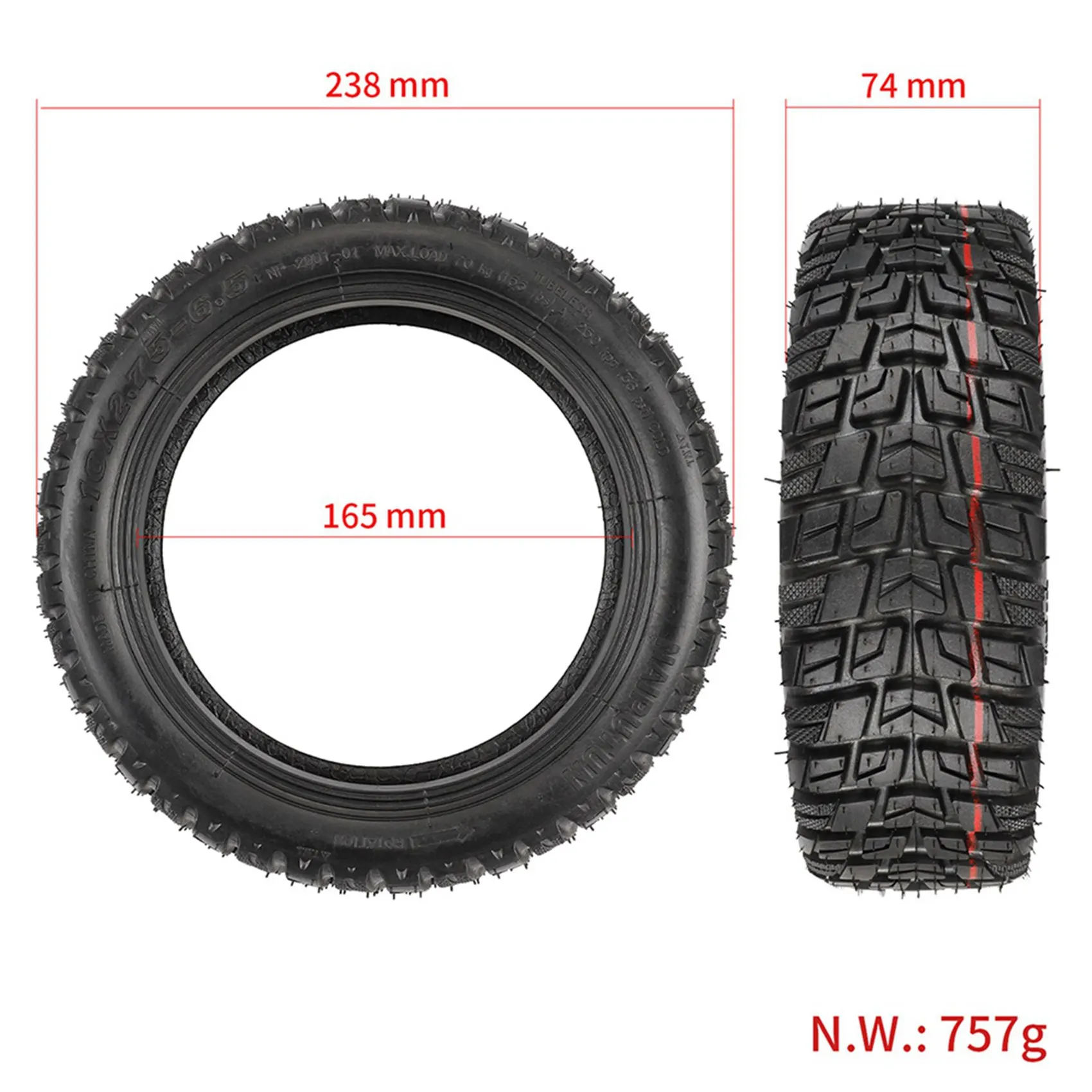 ABUE-2X 10 Inch 10X2.75-6.5 Vacuum Tyre 10X2.75-6.5 Widen Tubeless Tire For Speedway 5 Dualtron 3 Scooter Tires