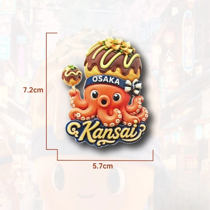 Kansai Takoyaki Cartoon Fridge Magnet - Playful 3D Japanese Food Souvenir Unique Osaka Gift for Travel & Fun Kitchen Decor view 4