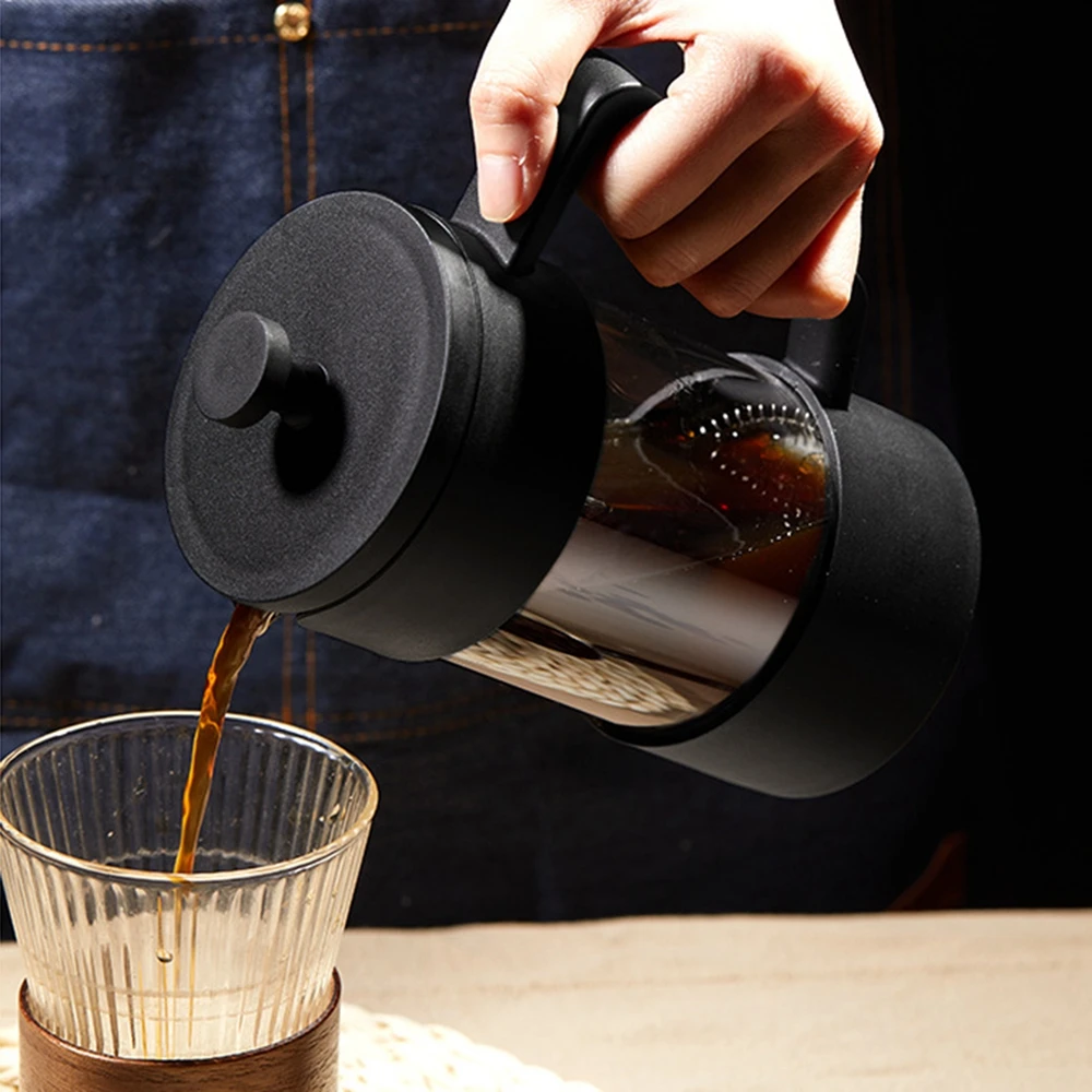 350ml/600ml French Press Pot Thickened High Borosilicate Glass Home French Press Pot Multi-purpose Coffee Maker Kitchen Supplies