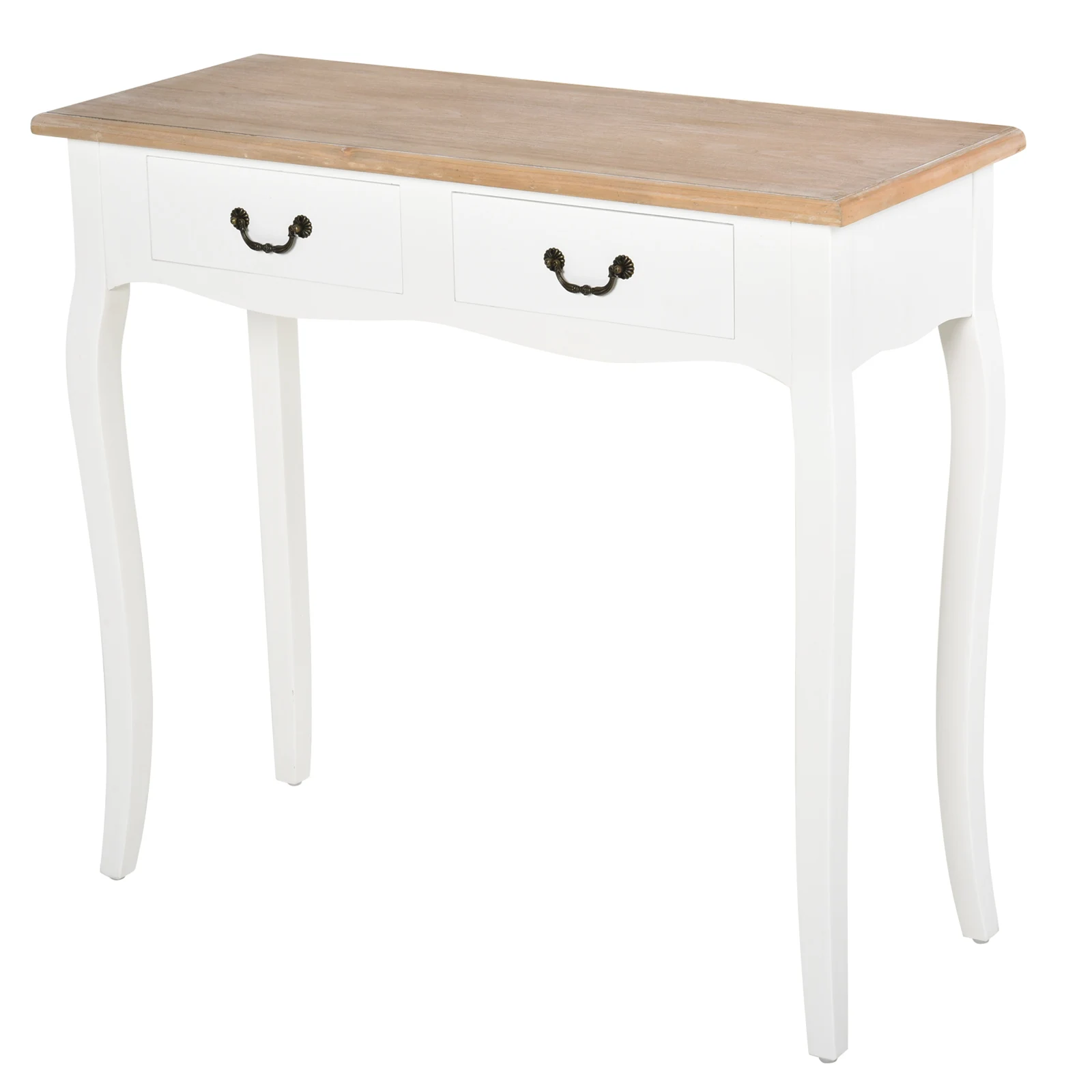 HOMCOM Mesa de Consola Auxiliar con 2 Cajones Diseño de Retro Pino 87x34x78,5 cm
