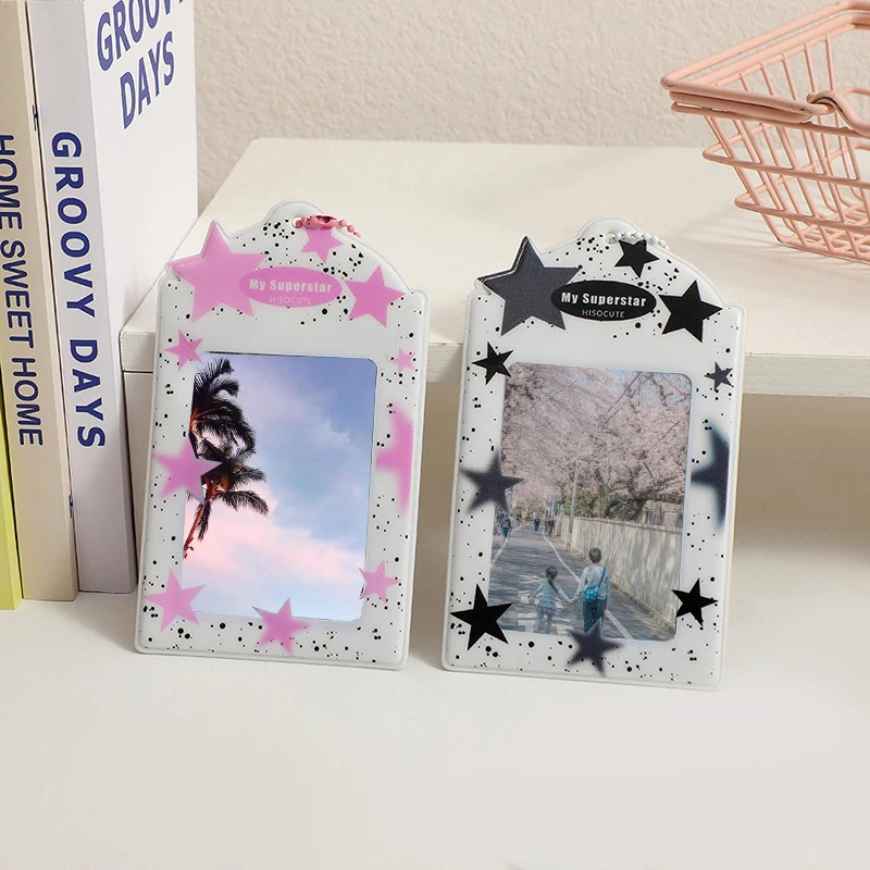 INS PVC Star Series Photocard Holder Keychain Idol Photo Sleeves Postcards Display Holder Bus ID Cards Photocards Protector