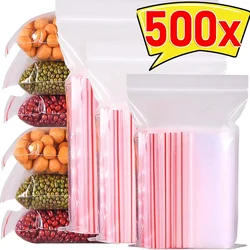 100-500Pcs Transparent Zipper Lock Self-sealing Bags Plastic Storage Clear Reusable Small Jewelry Food Nut Packing Bag Pouch