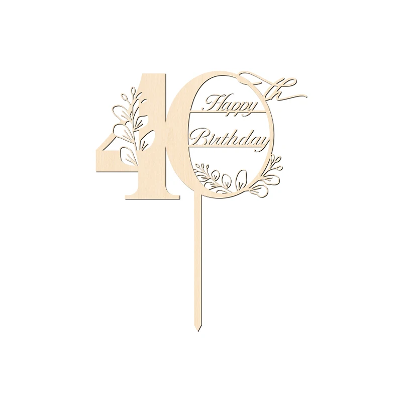 YOMDID 40. Geburtstag Tortenaufsatz aus Holz, 40. Geburtstag Tortendekoration für Hochzeitstorten, Deko-Stecker – Detail 6