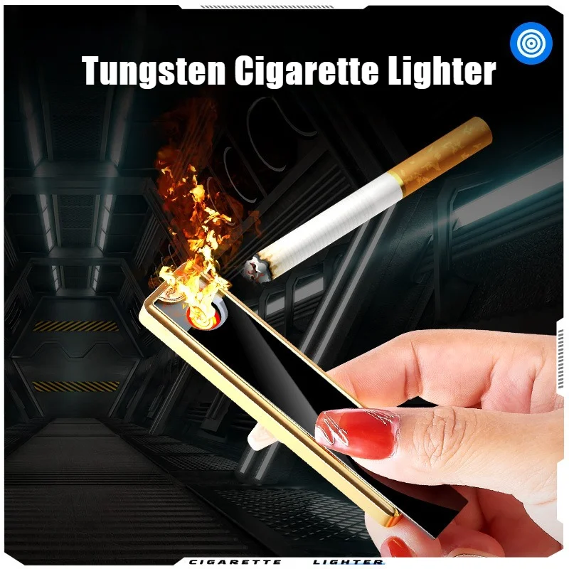 

New Portable Silent Ignition Lighter Smoke Windproof USB Charging Tungsten Cigarette Lighters & Smoking Accessorie Factory Sales