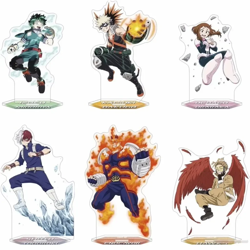 Anime Bakugou Katsuki Uraraka Ochako Todoroki Shouto Midoriya Izuku Figure Doll Acrylic Stands Model Cosplay Toy for Gift