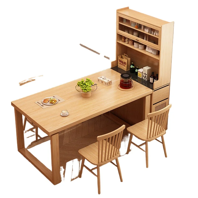 

Пристенный обеденный стол со встроенным шкафчиком, современный минималистичный кухонный шкаф-тумба с обеденным столом для дома.