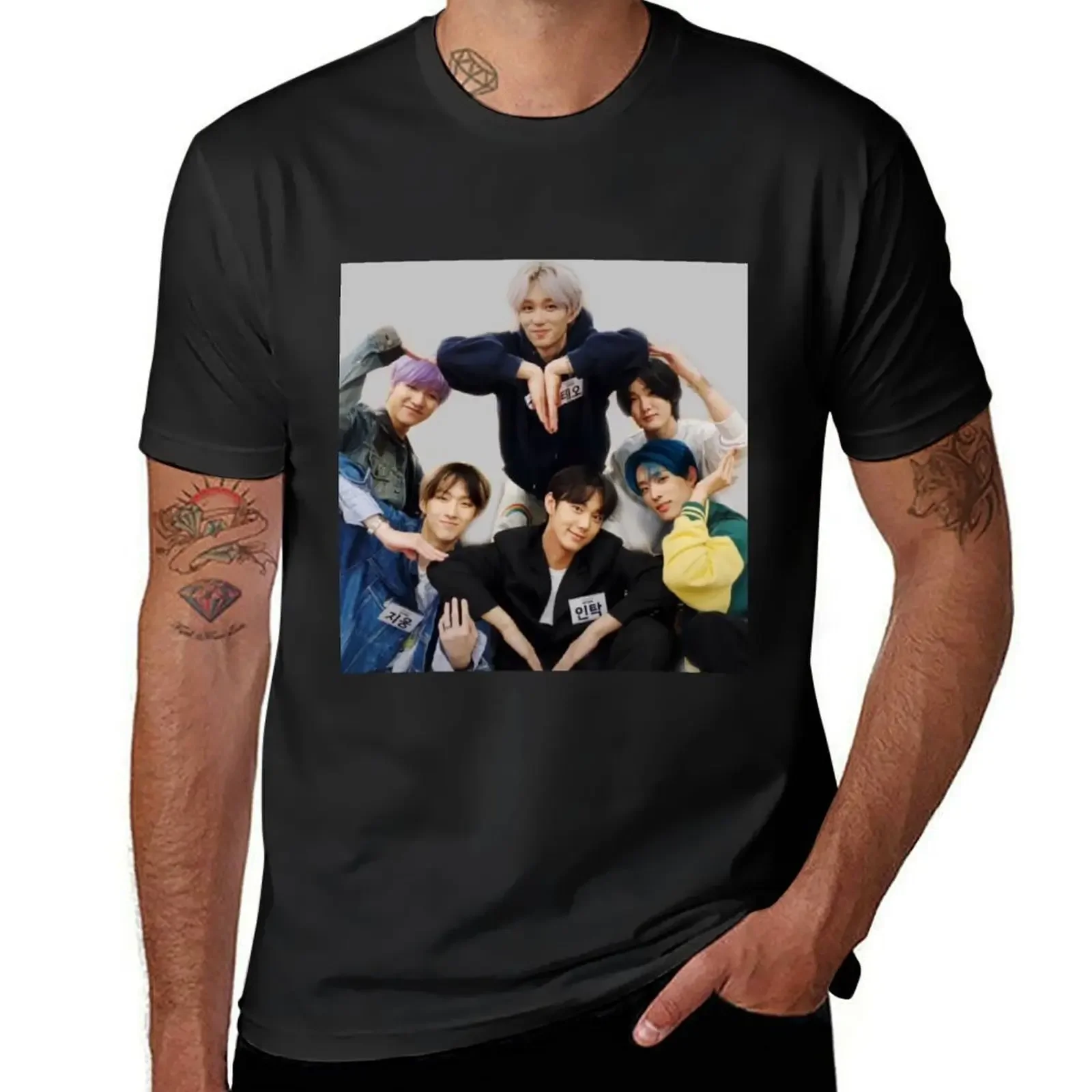 P1Harmony OT6 Group Heart T-Shirt quick drying sweat vintage graphic tee funny t shirts men