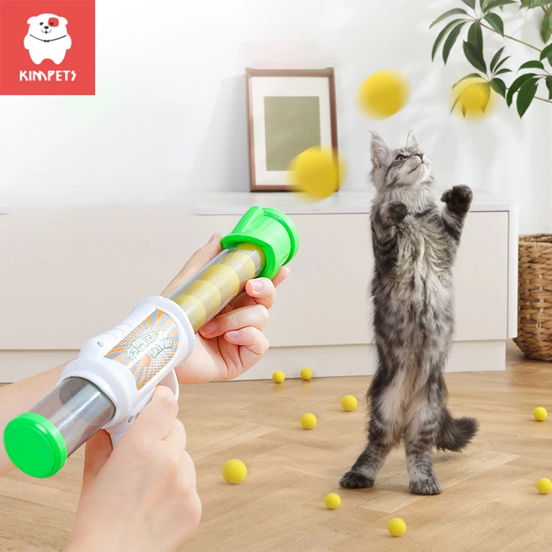 Kimpets Cat Toys With 9Pcs Soft Balls Air Aerodynam Interactive Fun Dog Cat Toys Elastic Ball Throwing Play Cat Toy Pet Supplies