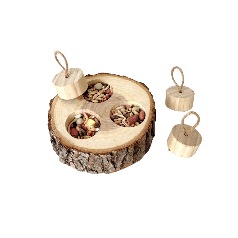 

Wooden Round Shaped Parrot Chewing Toy Educational Supplies For Parrots, Hamsters & Rabbits Molar Training Snack Box N ew