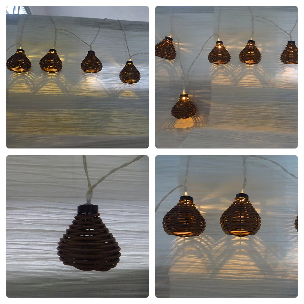 

2.2 Meter 10 Led String Light Imitation Rattan Ball Decorative Indoor Outdoor Wedding Holiday Bedroom Fairy Rattan String Lights