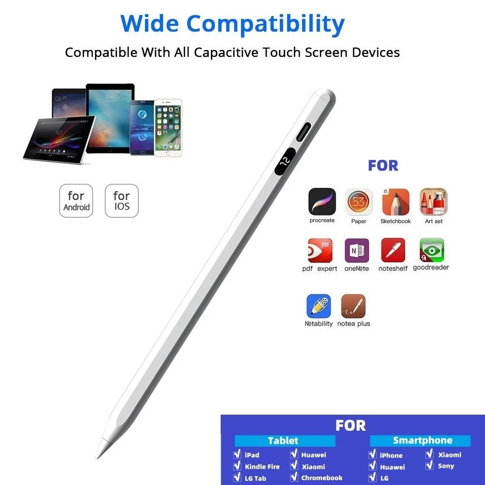 

ZLRLMHY Universal Stylus Pen with Digital Power Display Pen for IOS Android Apple iPhone iPad Google Xiaomi Huawei Tablet Phone