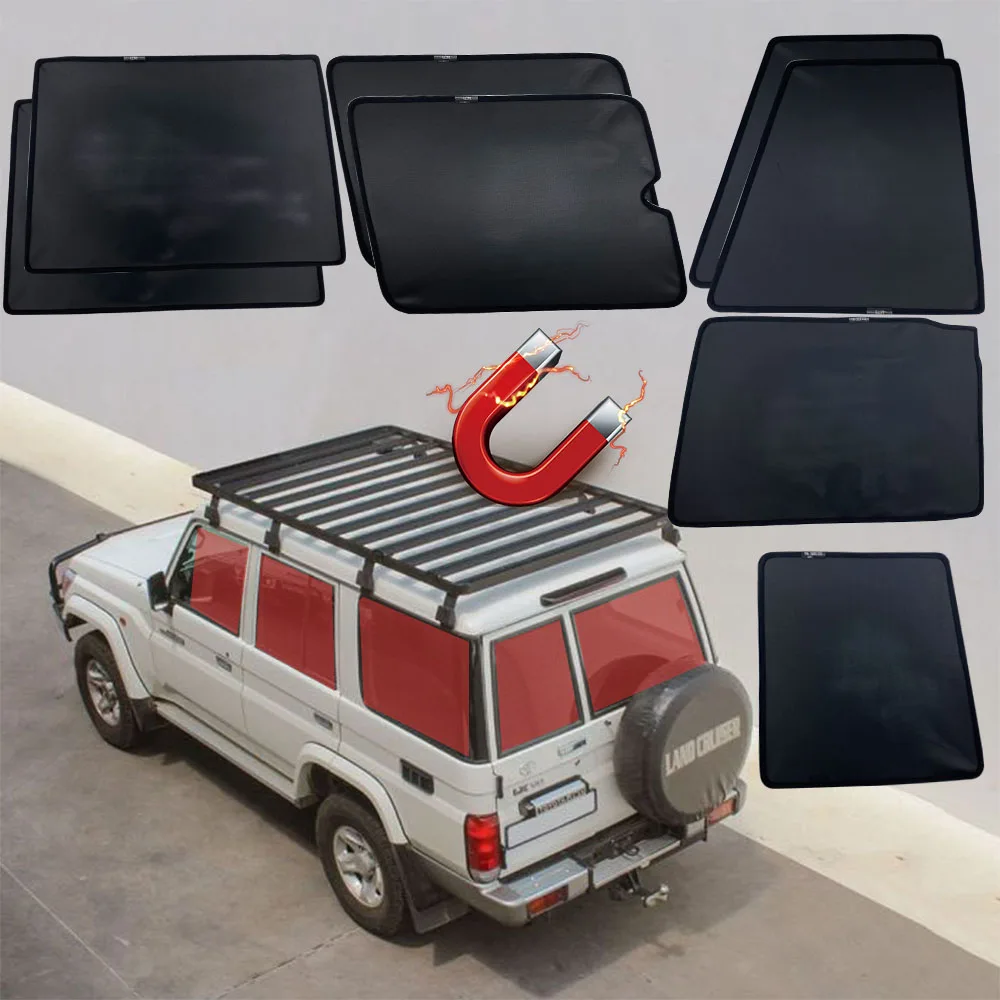 8pcs Magnetic Window Sun Shade UV Protection for Toyota Land Cruiser 76 J76 LC76 Accessories