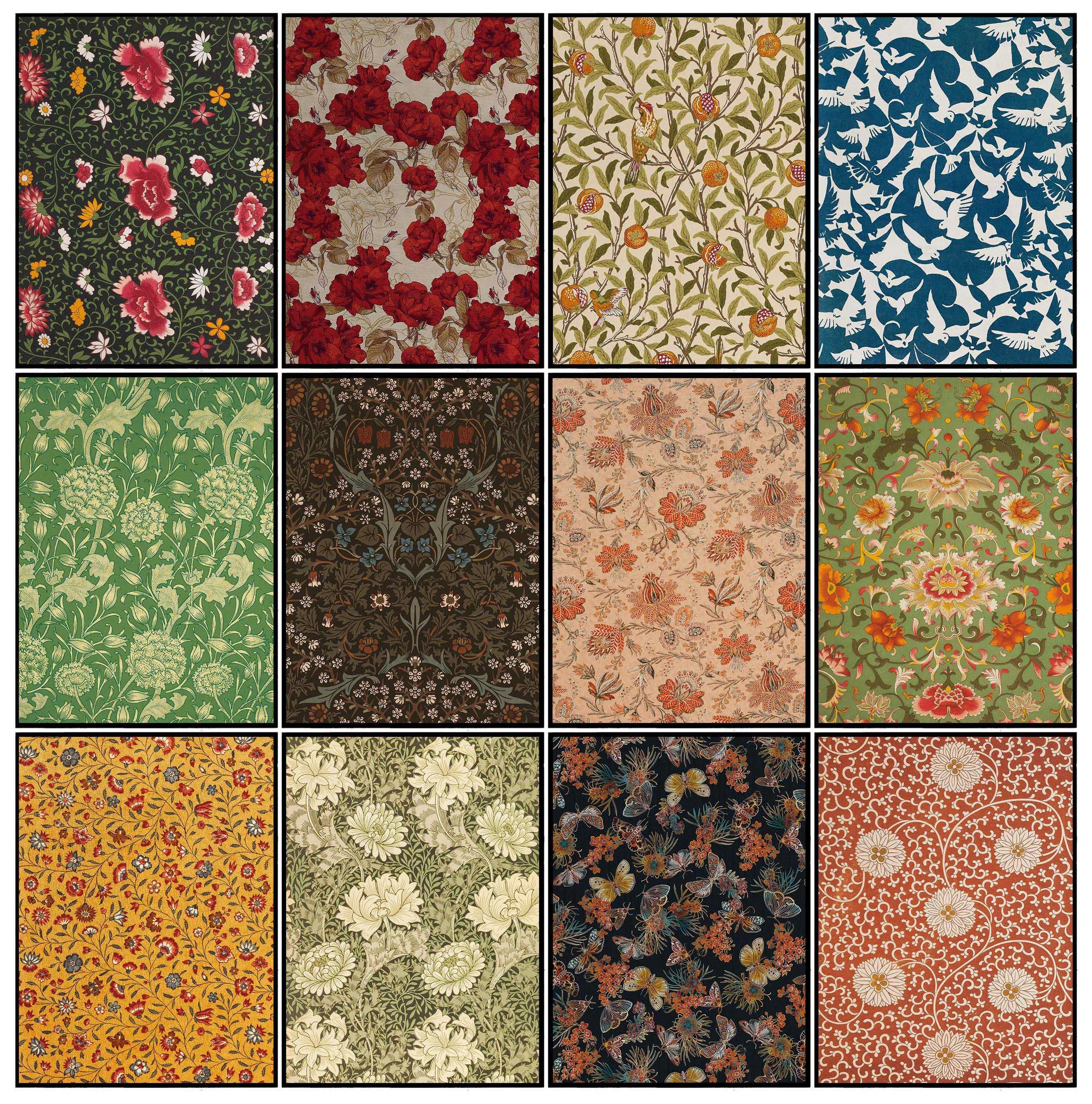 Retro William Morris Style Plant Floral Pattern Textile Art Neutral Poster Canvas Paintings Wall Art Pictures Home Decor