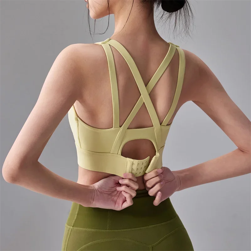 PofyBofy Women High Impact Sports Bras Molded Cup Strappy Running High Support Sports Bras Workout Yoga Bra Sports Bras