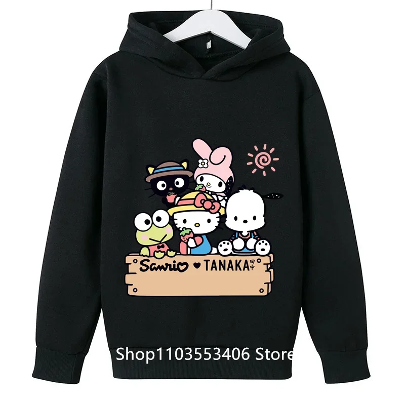 2024 new spring and autumn children's hoodie HelloKT printed pure cotton casual outdoor fashion boys and girls hoodie