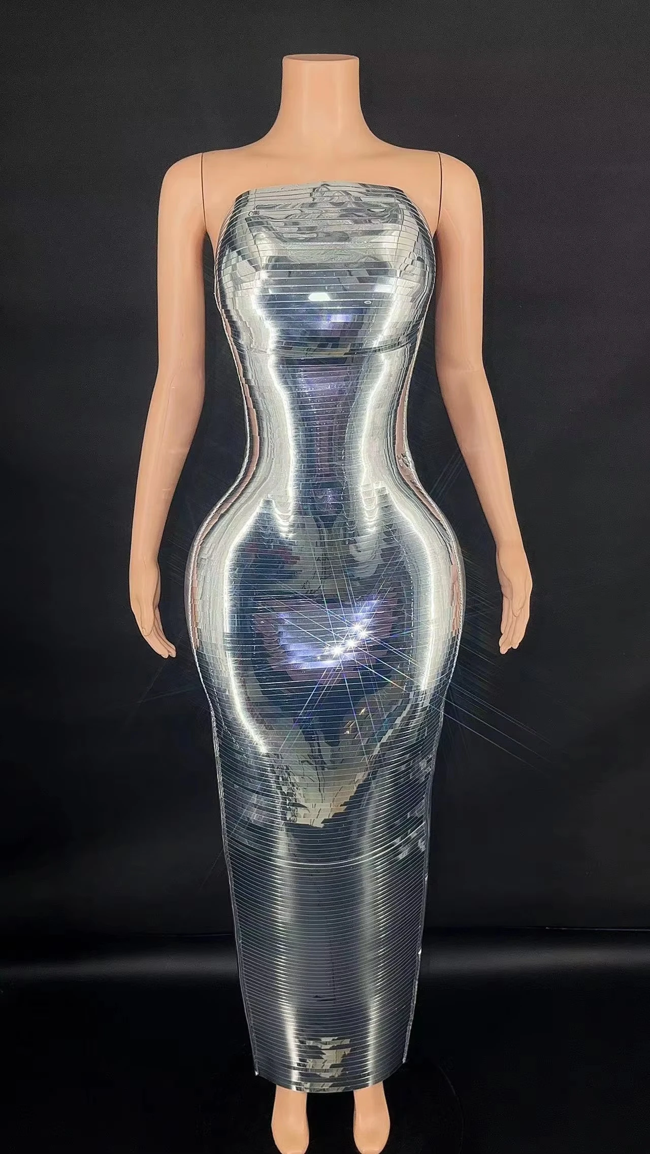 Robe de soirée métallique argentée pour femmes, vêtements de rue mignons, sexy, robe de bal et de soirée, uni, durable, style doux