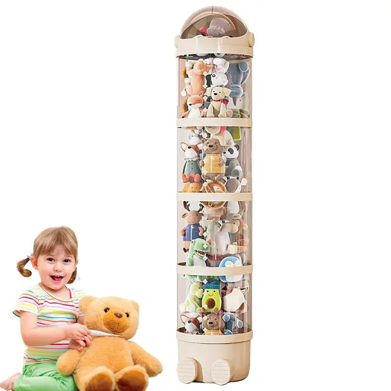 Vertical Toy Storage Tube Space Saving Stackable Plush Toys Storage Organizer Stuffed Animal Doll Storage Holder