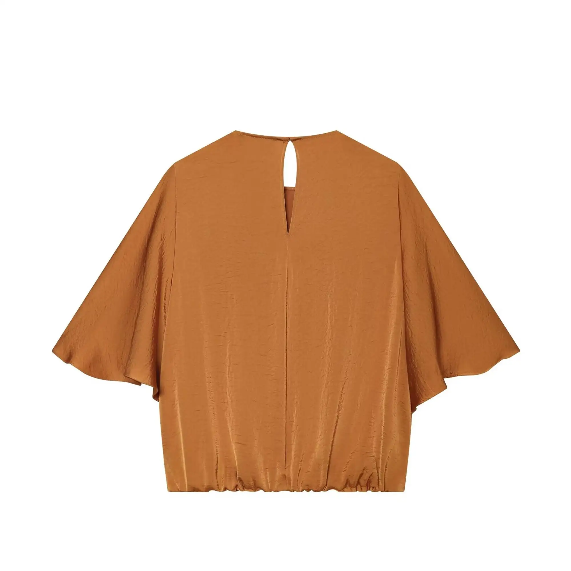 Neue Damen Lose Lange Hosenanzüge 2026 Lässige Rüschen-Kurzarmbluse und Hochgeschnittene Rüschenhose Zweiteiliges Set Damen-Outfit – Detail 4
