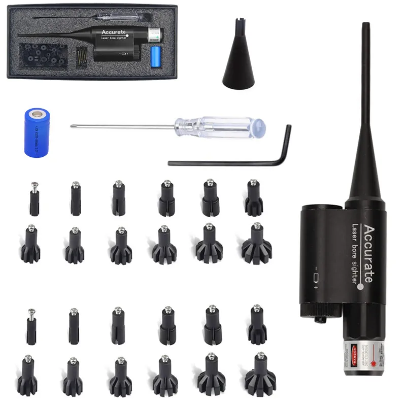 Laser Boresighter Kit .177 .22 Caliber to .78 Red Laser Collimator Glock Rifle Laser Bore Sight Battery With ON/OFF Switch