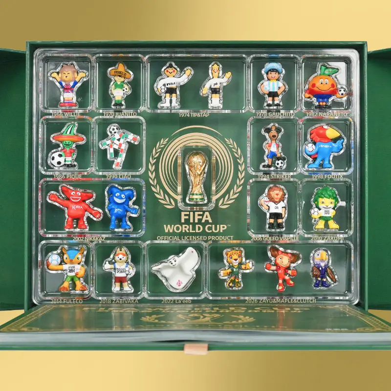 FIFA World Cup Mascot Figurine Set Past Editions 2026 Official Licensed Desktop Collectible Decor Gift Box For Soccer Fans