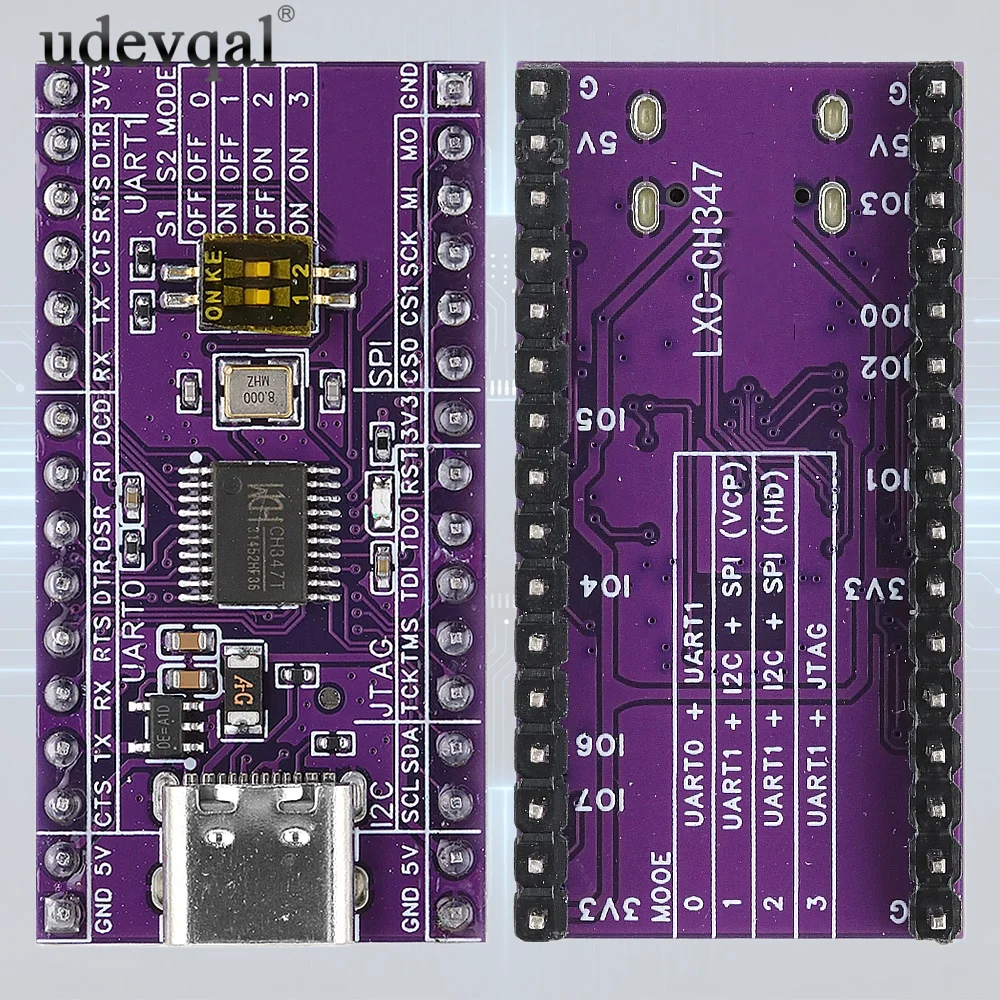 CH347T Development Board USB to UART I2C SPI JTAG GPIO Multi-Protocol Debugger and Programmer Type-C Interface